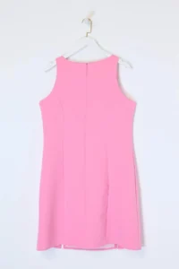 Trendyol Curve Pink Mini A-line Bow Detailed Weaving Plus Size Dress - Image 3