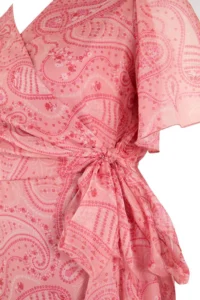 Trendyol Curve Multicolored Shawl Patterned Mini Double breasted Weaving Plus Size Dress - Image 5