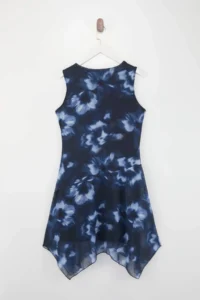 Trendyol Curve Mavi flower patterned Tulle Mendil Skirt Knitting Plus Size Dress - Image 10