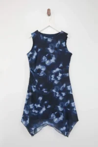 Trendyol Curve Mavi flower patterned Tulle Mendil Skirt Knitting Plus Size Dress - Image 8