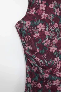 Trendyol Curve Burgundy flower patterned Tulle Mendil Skirt Knitting Plus Size Dress - Image 7