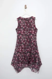 Trendyol Curve Burgundy flower patterned Tulle Mendil Skirt Knitting Plus Size Dress - Image 8