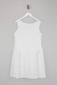 Trendyol Curve White Puantiye Patterned Balloon Skirt Knitting Plus Size Dress