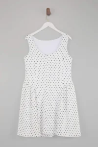 Trendyol Curve White Puantiye Patterned Balloon Skirt Knitting Plus Size Dress - Image 3