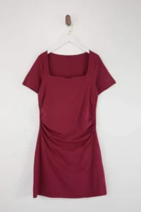 Trendyol Curve Burgundy Square Neck Basic Knitting Plus Size Dress