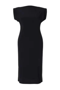 Trendyol Curve Black Plain Midi padded Draped bodycone/Fitting Flexible Knitting Plus Size Dress