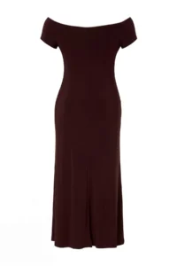 Trendyol Curve Brown Carmen Collar Flexible Knitting Maxi shift Plus Size Dress - Image 2