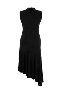 Trendyol Curve Black Skirt Ruffle Detailed Knitting Chic Plus Size Evening Gown Night Graduation Dress - Image 2