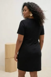 Trendyol Curve Black Stone Mini Knitting Plus Size Dress - Image 3