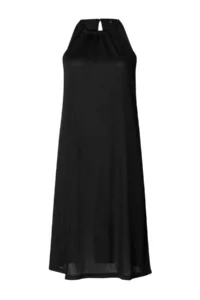 Trendyol Curve Black shift/Plain Zero Sleeve Midi pleated Knitting Dress
