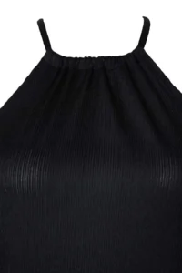 Trendyol Curve Black shift/Plain Zero Sleeve Midi pleated Knitting Dress - Image 2