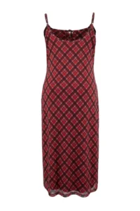 Trendyol Curve Teen Rejection Binding Detailed Checkered Tulle Maxi Flexible Knitting Plus Size Dress - Image 6