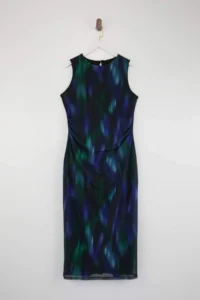 Trendyol Curve Multicolored Ruffle/Drape Detailed Patterned Maxi Flexible Tulle Plus Size Dress
