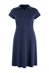 Trendyol Curve Navy Blue Polo Shirt Collar Cotton Flexible Knitting Midi Plus Size Dress