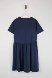 Trendyol Curve Navy Blue Plain Short / Mini 100% Cotton skater Knitting Plus Size Dress - Image 3