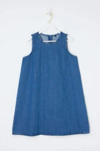 Trendyol Curve Dark Blue with flywheel Oversized Mini 100% Cotton Non-Stretch denim Plus Size Dress