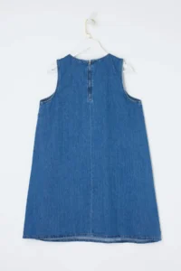 Trendyol Curve Dark Blue with flywheel Oversized Mini 100% Cotton Non-Stretch denim Plus Size Dress - Image 2