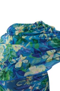 Trendyol Curve Limited Edition Blue flower patterned Tulle Knitting Plus Size Dress - Image 3