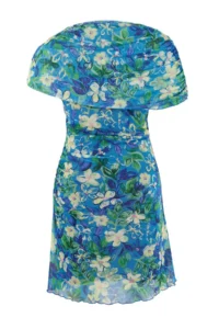 Trendyol Curve Limited Edition Blue flower patterned Tulle Knitting Plus Size Dress - Image 4