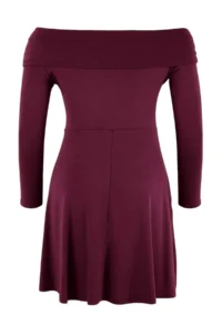 Trendyol Curve Plum Carmen Collar Accessory Detailed Knitting Plus Size Dress - Image 3