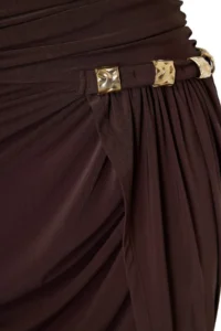 Trendyol Curve Brown Sandy Ruffle Detailed Knitting Plus Size Dress - Image 3