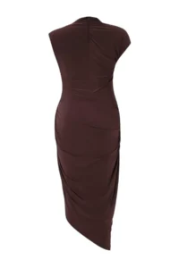 Trendyol Curve Brown Sandy Ruffle Detailed Knitting Plus Size Dress - Image 4
