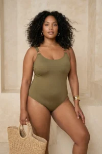 Trendyol Curve Khaki U-Neck with accessories Plus Size Swimsuit - Image 3