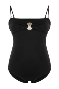 Trendyol Curve Black Gold with accessories Strapless Thin Sleeveless Swimsuit