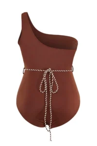 Trendyol Curve Brown One Shoulder Shell Arched Swimsuit - Image 6