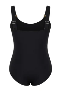 Trendyol Curve Black Gold with accessories Shirred Plus Size Swimsuit - Image 3