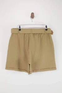 Trendyol Curve Khaki Arched Gabardine Summer Short Weaving Plus Size Shorts - Image 3
