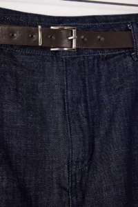 Trendyol Curve Dark Blue Belt Detailed Skirt Look 100% Cotton Non-Stretch Denim Shorts Skirt - Image 7