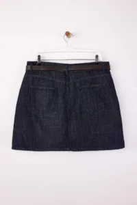 Trendyol Curve Dark Blue Belt Detailed Skirt Look 100% Cotton Non-Stretch Denim Shorts Skirt - Image 9