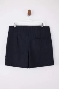 Trendyol Curve Limited Edition Navy Blue Striped Mini Plus Size Shorts Skirt - Image 12