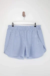 Trendyol Curve beachwear Blue Striped seersucker textured Material Plus Size Beach Shorts