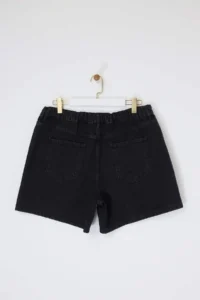Trendyol Curve Black Elastic High Waist Mini 100% Cotton Non-Stretch Plus Size denim Shorts - Image 5