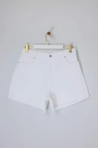 Trendyol Curve White Elastic High Waist Mini 100% Cotton Non-Stretch Plus Size denim Shorts - Image 4