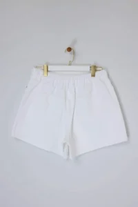 Trendyol Curve White Elastic High Waist Mini 100% Cotton Non-Stretch Plus Size denim Shorts - Image 6