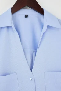 Trendyol Curve Wardrobe Essentials Blue Wacky Collar Weaving Plus Size Shirt - Image 7