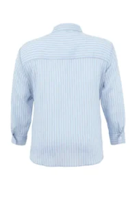 Trendyol Curve Mavi Striped Long Sleeve Thin Transparan Plus Size Shirt - Image 8
