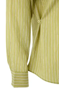 Trendyol Curve Green Striped Long Sleeve Thin Transparan Plus Size Shirt - Image 6