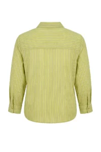 Trendyol Curve Green Striped Long Sleeve Thin Transparan Plus Size Shirt - Image 8