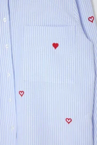 Trendyol Curve Multicolored Striped Rejection Heart Embroidered Plus Size Weaving Shirt - Image 2