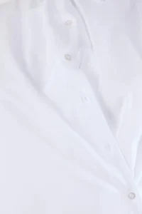 Trendyol Curve Trendyol Studio White Adjustable Oversized Asymmetric Cotton Poplin Shirt - Image 7