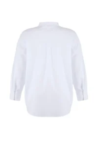 Trendyol Curve Trendyol Studio White Adjustable Oversized Asymmetric Cotton Poplin Shirt - Image 8