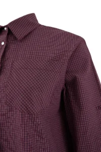 Trendyol Curve Burgundy-Multicolored Plaid/Checkered Wide Cuffed Sleeve Foldable Oversized Shirt - Image 6