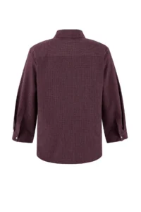Trendyol Curve Burgundy-Multicolored Plaid/Checkered Wide Cuffed Sleeve Foldable Oversized Shirt - Image 7