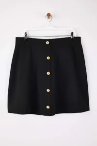 Trendyol Curve Black Accessory Detailed Life Kesim Plus Size Skirt - Image 5