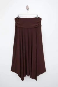 Trendyol Curve Brown Waist Detailed Slit Flexible Knitting Maxi Plus Size Skirt - Image 4