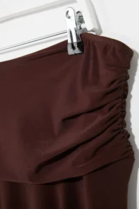 Trendyol Curve Brown Waist Detailed Slit Flexible Knitting Maxi Plus Size Skirt - Image 6